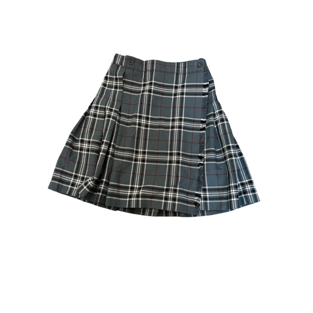 GIRLS VINTAGE Plaid Wrap Raw Bottom Edge High Waist Pleated Mini Skirt 16